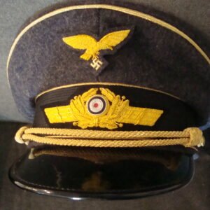 Luftwaffe General Hat Size 59 - Excellent Bullion Insignia Schellenberg Label, slate blue wool